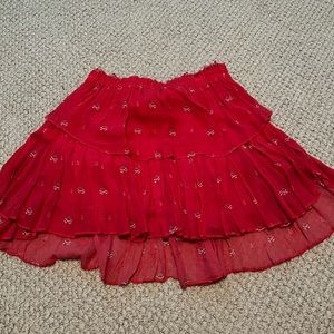 Small Love Shack Fancy pink skirt. 
Hip: 41"
Length: 31"
Waist: 26
